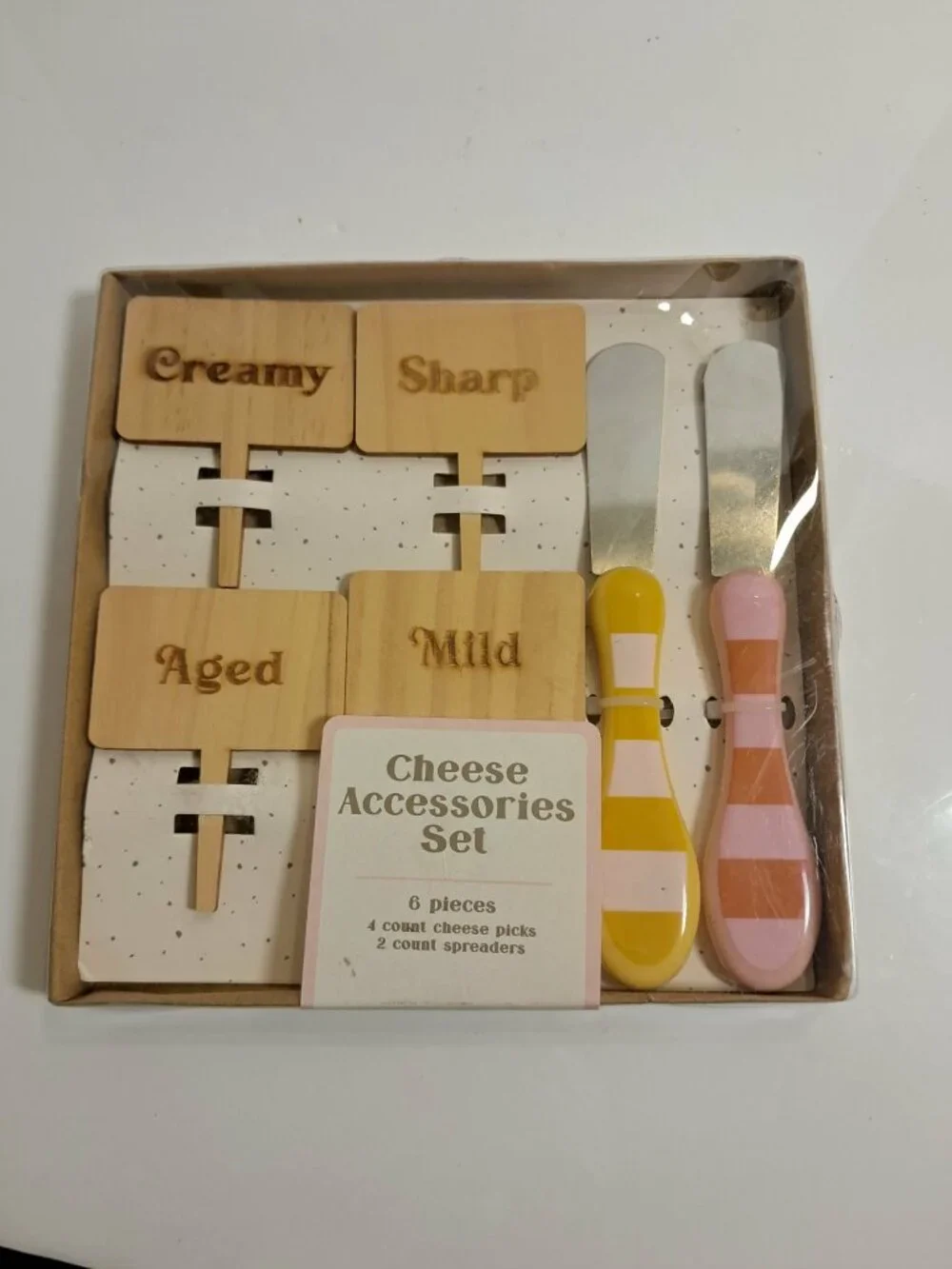 Colorful 6-Piece Cheese Board & Charcuterie Accessories Set